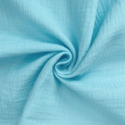 Ткань Муслин Жатый (Ширина 1,4м), цвет Небесно-голубой (на отрез) в Твери