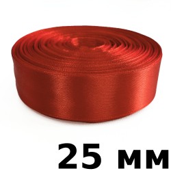 Лента Атласная 25мм, цвет Красный (на отрез) в Твери