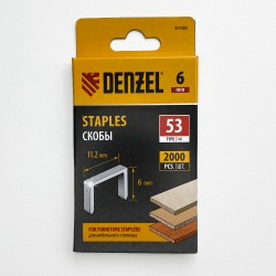 Denzel Скобы, 6 мм, для мебельного степлера, тип 53, 2000 шт. в Твери